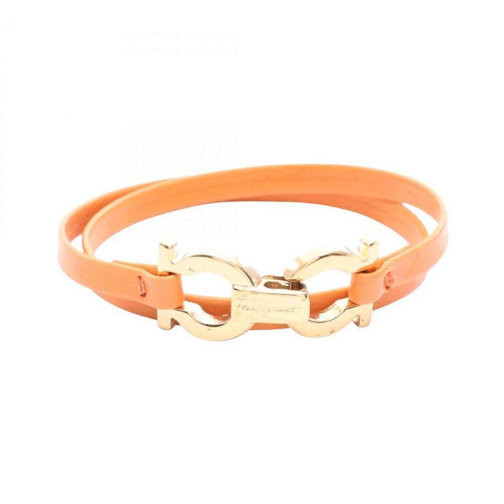 SALVATORE FERRAGAMO Orange Leather Charm Bracelet